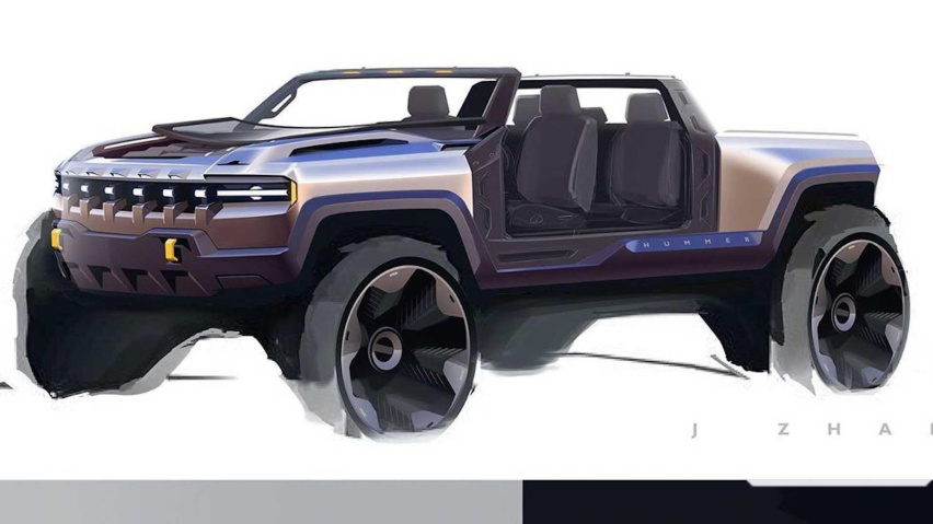 奠定设计基础，决定量产方向，通用HUMMER EV设计草图