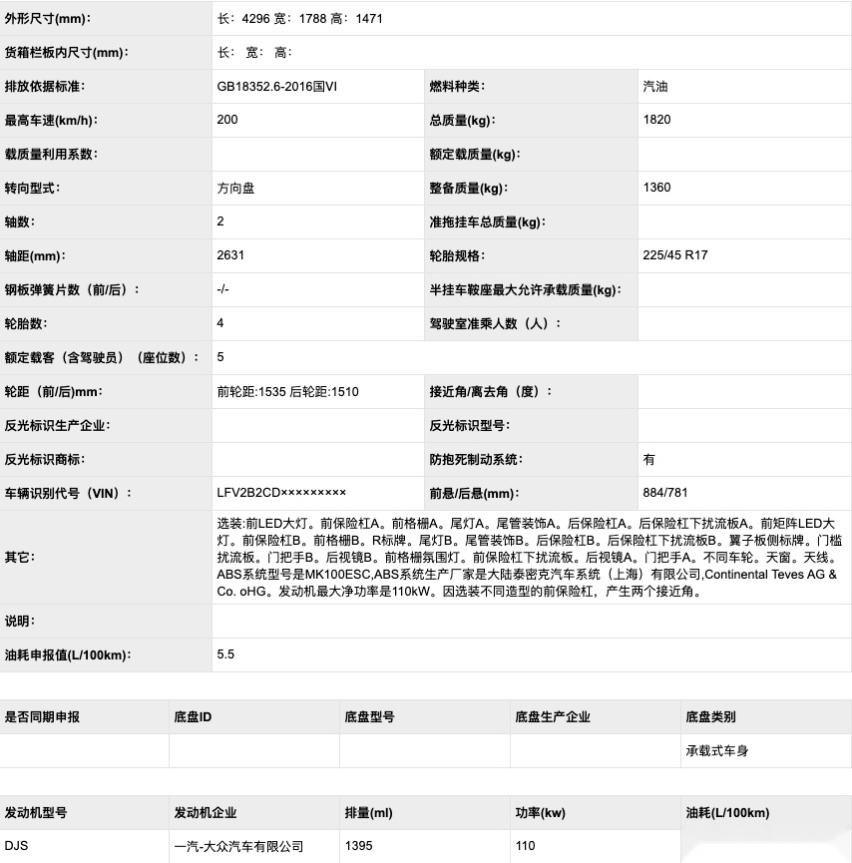 搭1.4T动力，延续海外设计，第八代高尔夫申报信息曝光