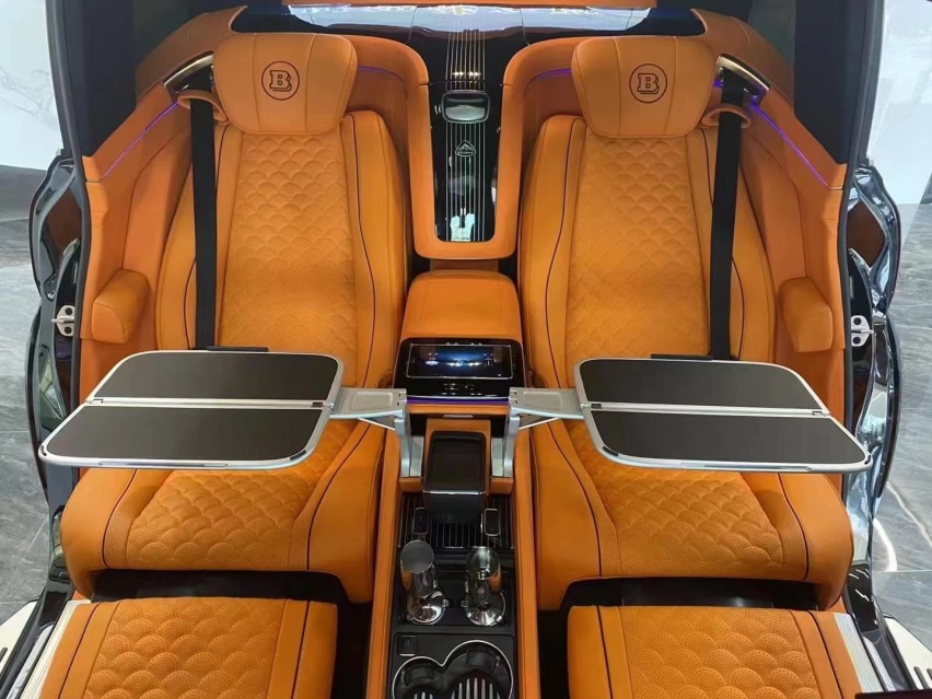 新款奔驰GLS450升级迈巴赫GLS600爱马仕橙四座版内饰
