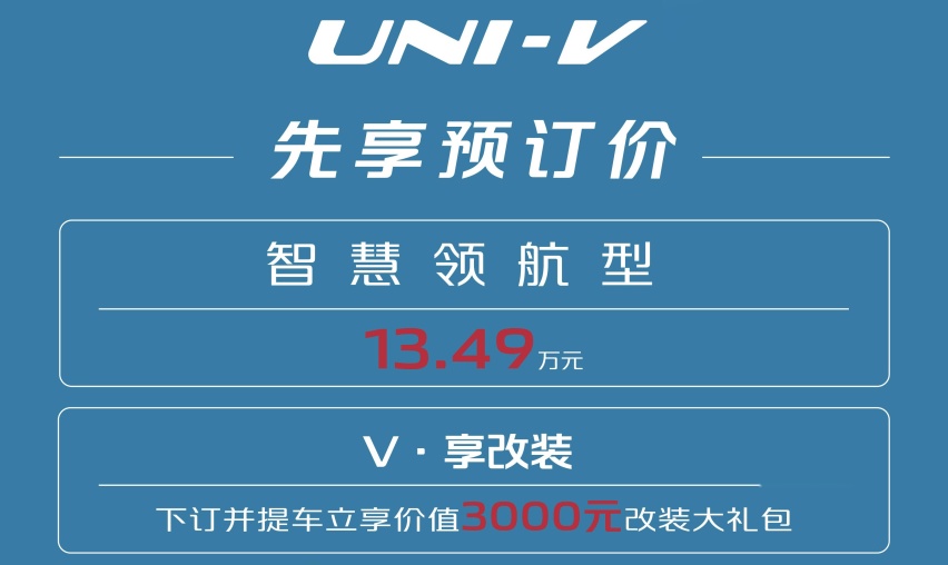 UNI-V预订价13.49万元，同级唯一配备电动升降尾翼，超跑上都少见