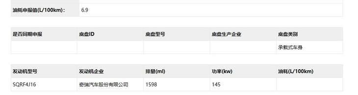 全新瑞虎7申报图曝光 借鉴部分瑞虎8设计/增1.6T引擎