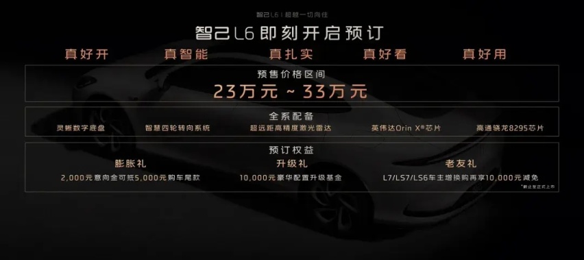 【E汽车】智己L6正式发布，预售价格23万元-33万元