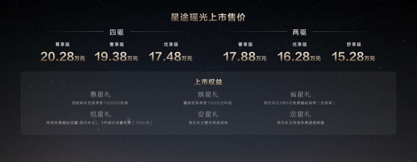售价15.28-20.28万元 “智慧轻奢旗舰SUV”星途瑶光正式上市