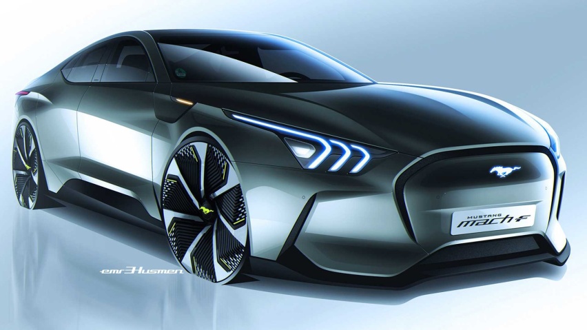 变身四门电动，还爱吗？福特Mustang Mach-F渲染图