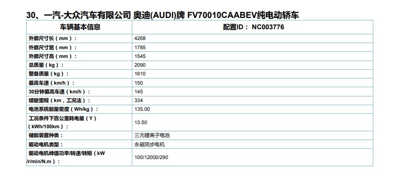 新款奥迪Q2L e-tron续航有所升级 工况法续航334km