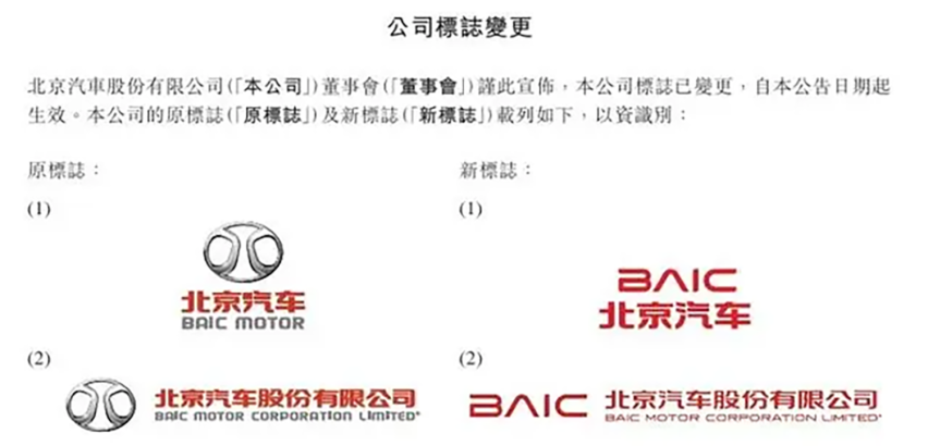 北京汽车官宣换标：车标改为BAIC字母，不再用“鼻孔车标”