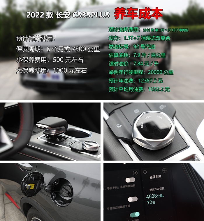 新车推荐1.5T尊贵型，保养+油耗水平如何？长安CS55PLUS导购