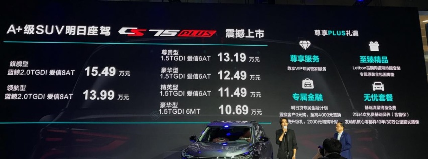 10.69万起 长安CS75 PLUS 轴距超过2米7