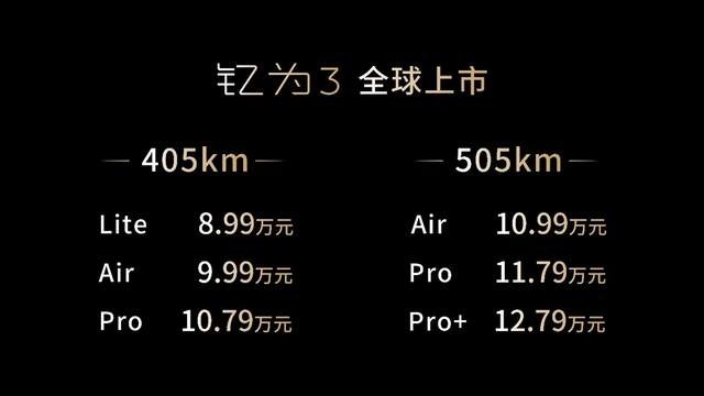 售价8.99万元起 钇为3全球上市 重新定义纯电A级车