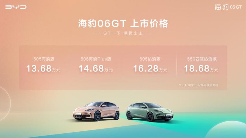 年轻人的第一台GT比亚迪海豹06GT 正式上市，售价13.68万元起