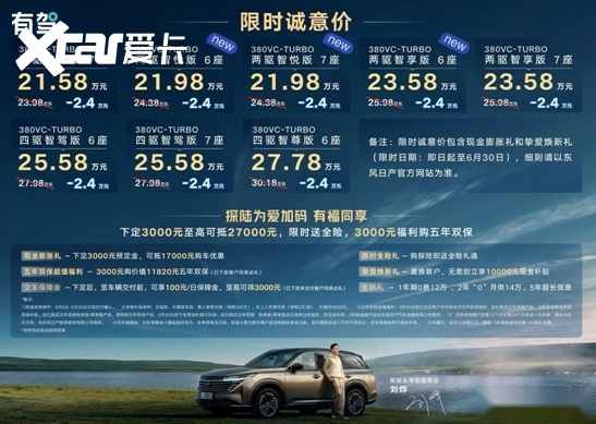 限时诚意价21.98万起，东风日产探陆两驱6座新级别宠粉上市