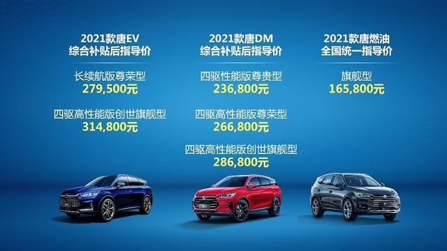 2021款唐上市3种动力可选售16.58万起