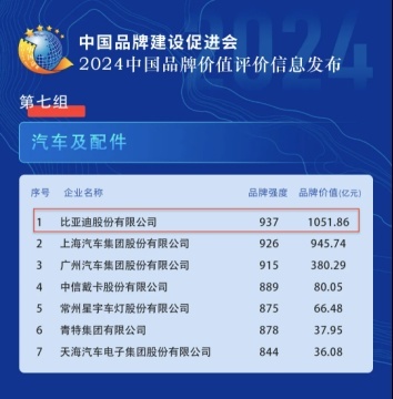 【终版】中国品牌价值评价信息发布 比亚迪位列汽车及配件领域第一132