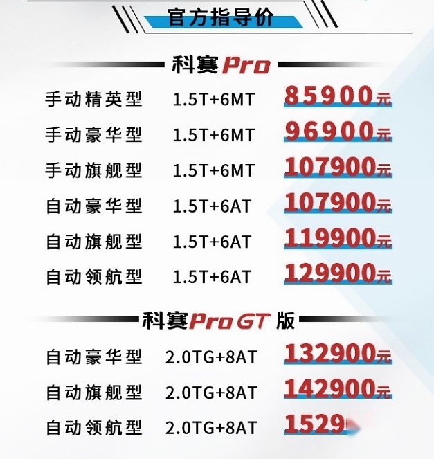 长安欧尚科赛Pro/科赛Pro GT上市 售8.59万起