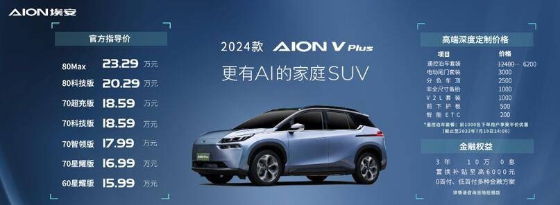 纯电7座只需17万 2024款AION V Plus上市