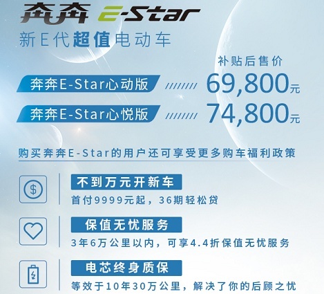 “超级飞侠”长安奔奔E-Star上市 6.98万元起售