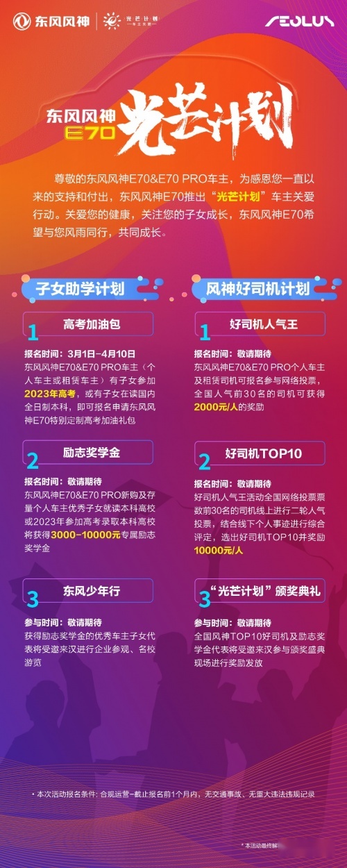 东风风神E70发布“光芒计划”助力司机及其子女