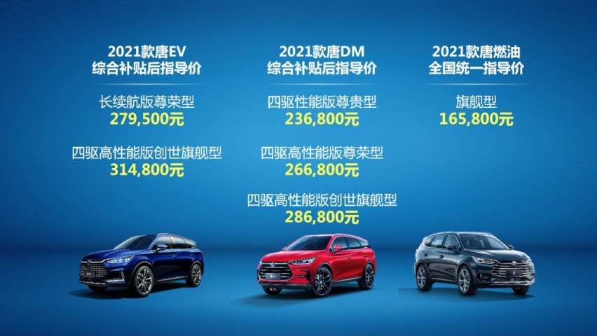 定价自主 定位豪华—2021款唐“三擎”亮剑