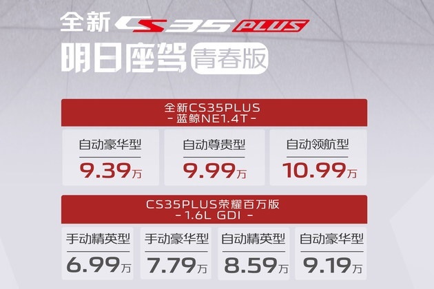 长安新款CS35PLUS上市 售6.99万-10.99万元