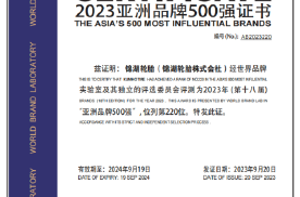 锦湖轮胎入选2023年亚洲品牌500强 以数智创新彰显品牌实力