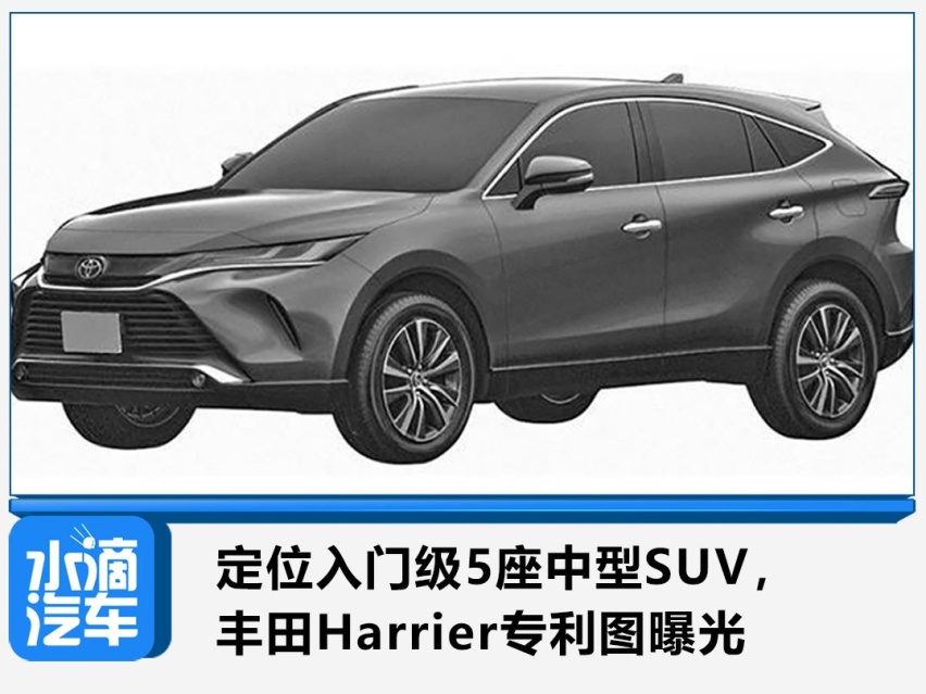 定位入门级5座中型SUV，丰田Harrier专利图曝光