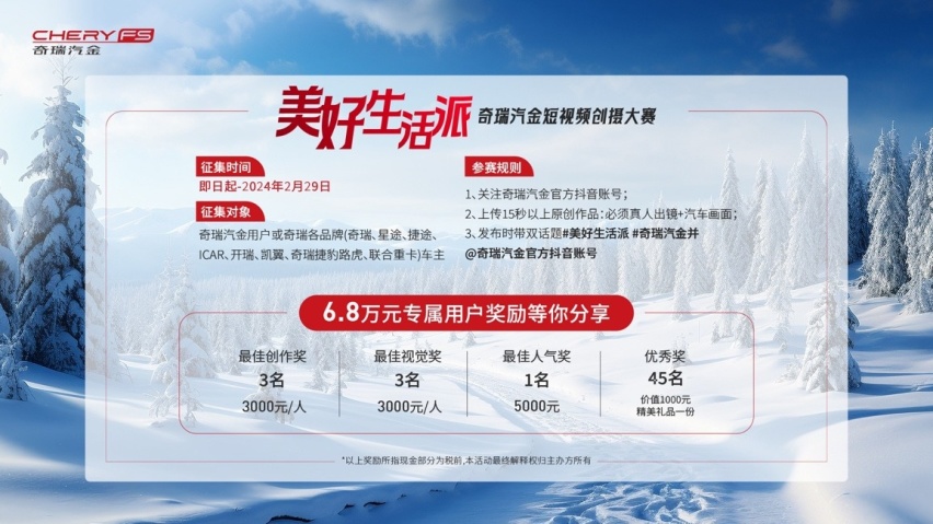 参赛作品11万+，奇瑞汽金“美好生活派”短视频创摄大赛火热进行中！