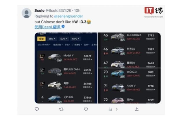 德国网友说：即便中国的大众ID.3比德国便宜，他们也不喜欢！