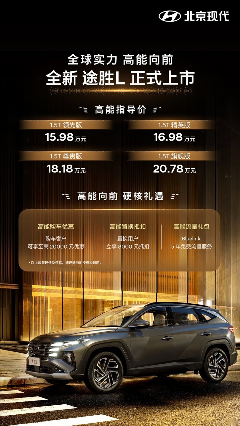 全新途胜L 上市15.98万起，搭载旗舰座舱+12英寸抬头显，动力出色