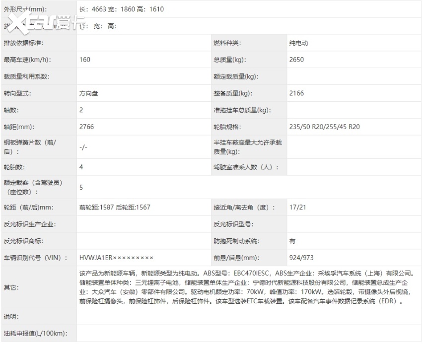 大众安徽首款纯电轿跑SUV申报，或命名为ID.UNYX与众，年内上市