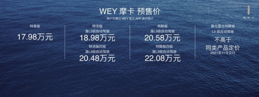 上海车展 WEY品牌旗舰SUV摩卡 17.98万元起预售