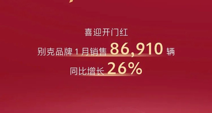 别克1月销量公布 月销突破8.69万辆 同比劲增26%