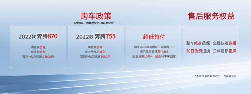 趁着奔腾“双子星”上市，一汽奔腾打了一张诚意牌！