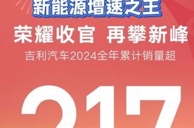 高价值大厂 新能源增速之王 吉利汽车2024年累计销量