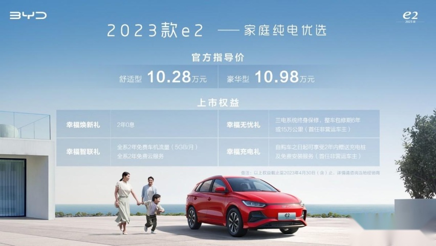 热泵空调/八合一总成全系标配，2023款E2焕新上市