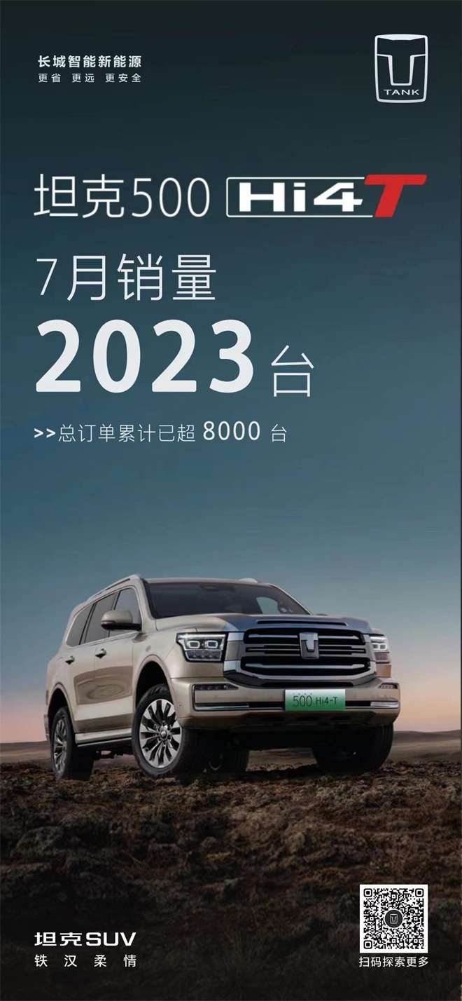 坦克SUV 7月销量揭晓：同比增长8.15%，新能源订单超8000辆！