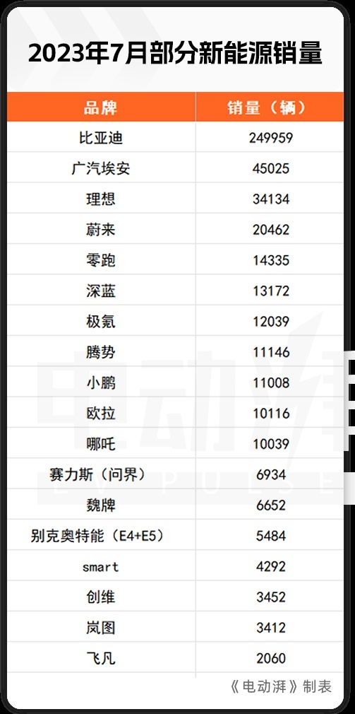 7月新能源销量：新王持续领跑，合资准备反扑？