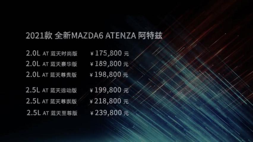 2021款马自达6阿特兹哪款值得买？推荐2.5L蓝天运动版