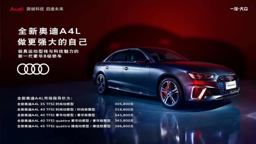全新奥迪A4L正式上市 售30.58万起，全系选哪款最合适？