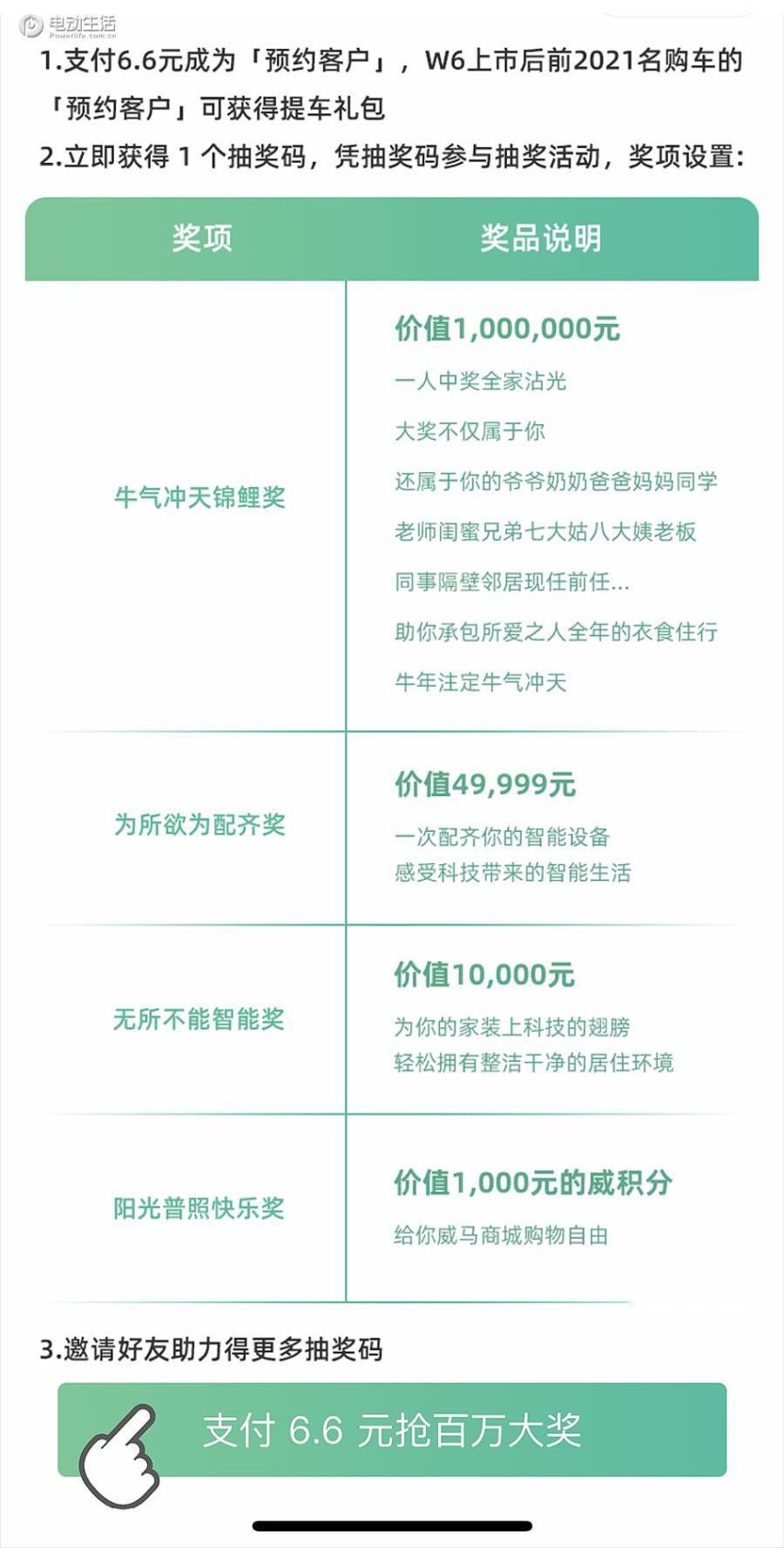 威马W6智能纯电开启预售 6.6元预约/享三重权益