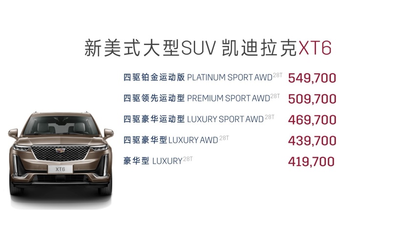 新美式中大型豪华SUV 凯迪拉克XT6 抢滩上市