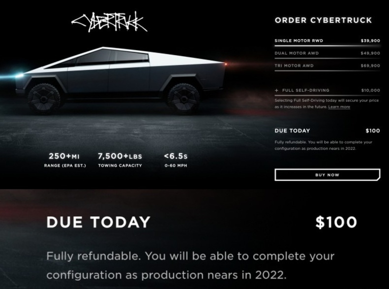最近才完成工程设计，特斯拉Cybertruck交付延期，推迟至2022年