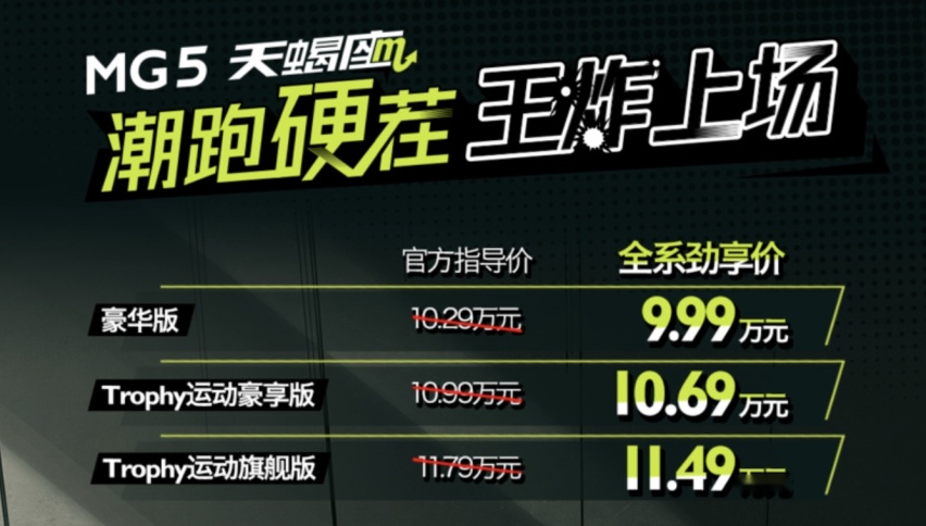 对标影豹，名爵MG5天蝎座正式上市，6.9秒可破百