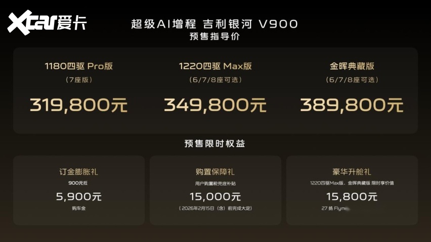 豪华MPV市场“深水炸弹”？31.98万起，吉利银河V900开启预售