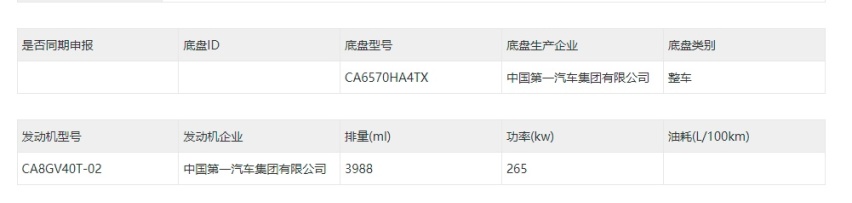 车身长度5.6米、轴距3.3米、4.0T发动机 一汽红旗LS7申报图曝光