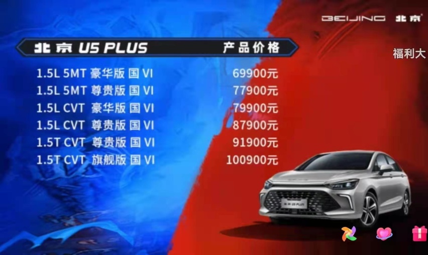 售价6.99-10.09万元 北京U5 PLUS正式上市
