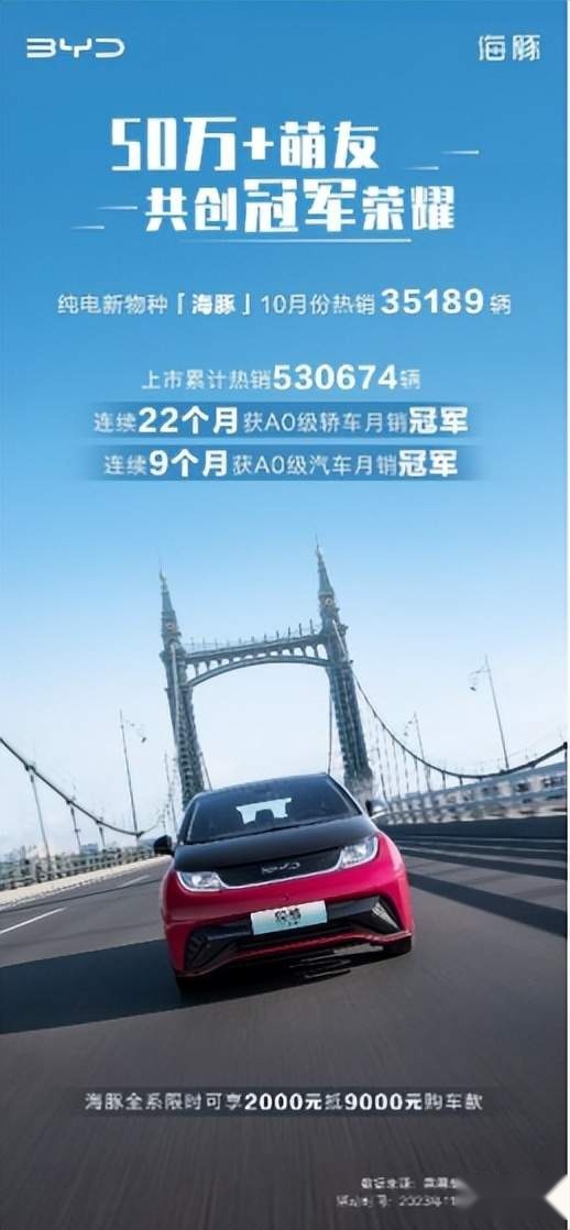全系享2000抵9000购车款，“A0级轿车销冠”海豚限时钜惠
