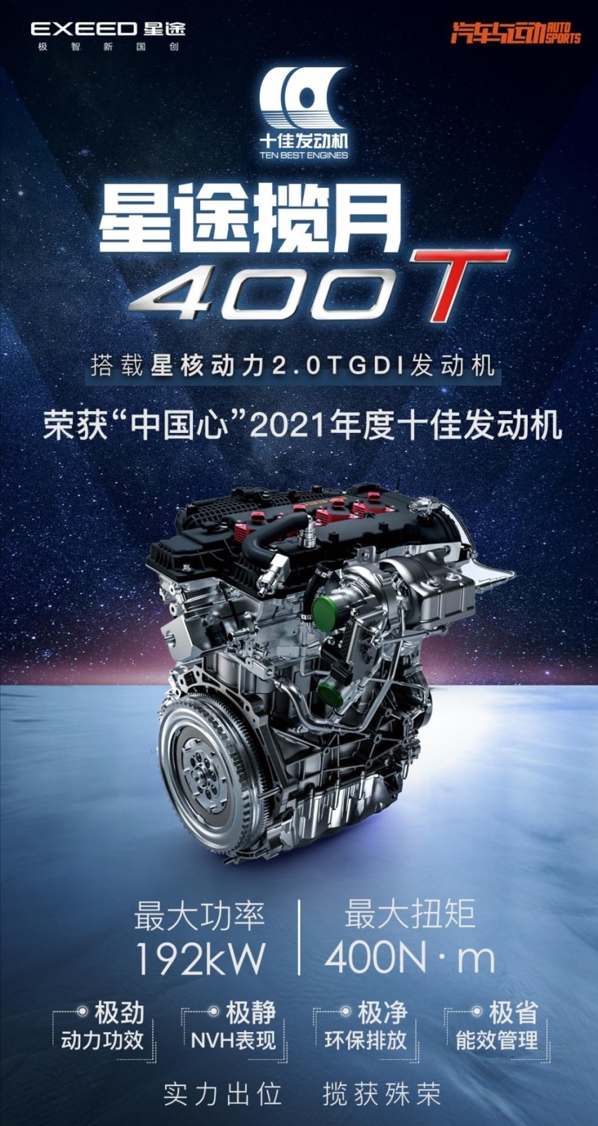 星途2.0TGDI荣获“中国心”十佳发动机