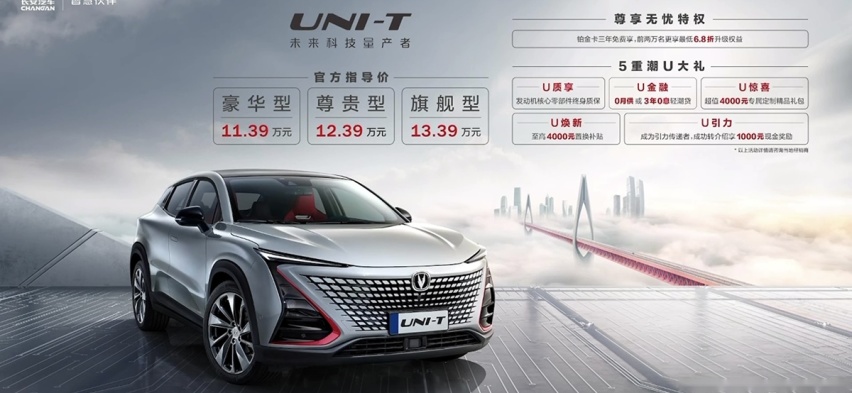 配1.5T+双离合，起价11.39万，长安UNI-T上市