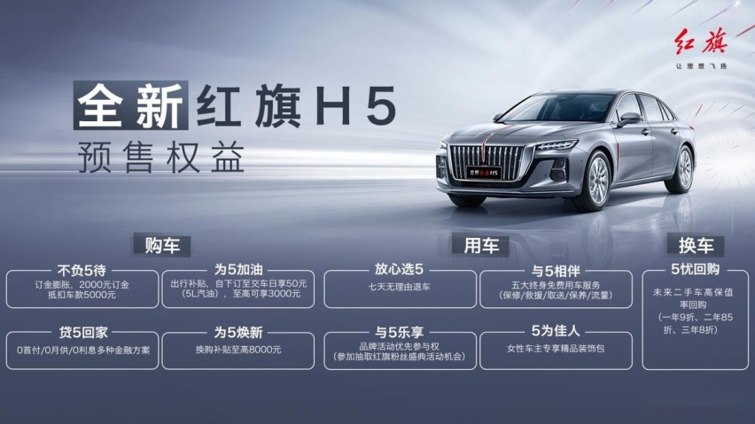 预售价17万元起，全新红旗H5正式下线，树立B级轿车豪华新标杆