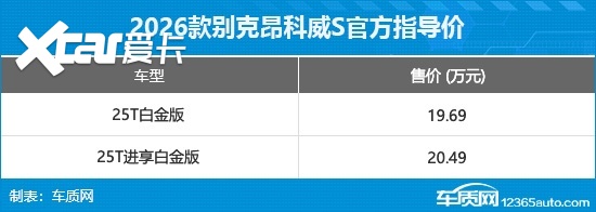 2026款别克昂科威S上市 售价19.69-20.49万